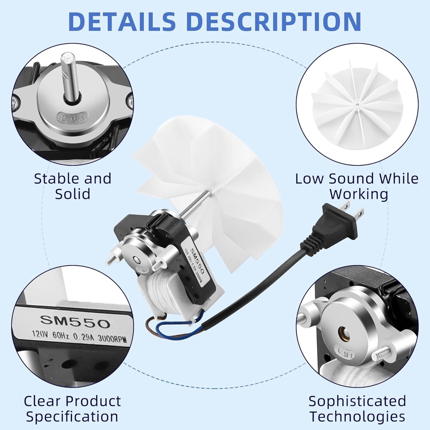 AMI PARTS Universal Bathroom Vent Fan Motor Kit SM550 Electric Motors Fit…