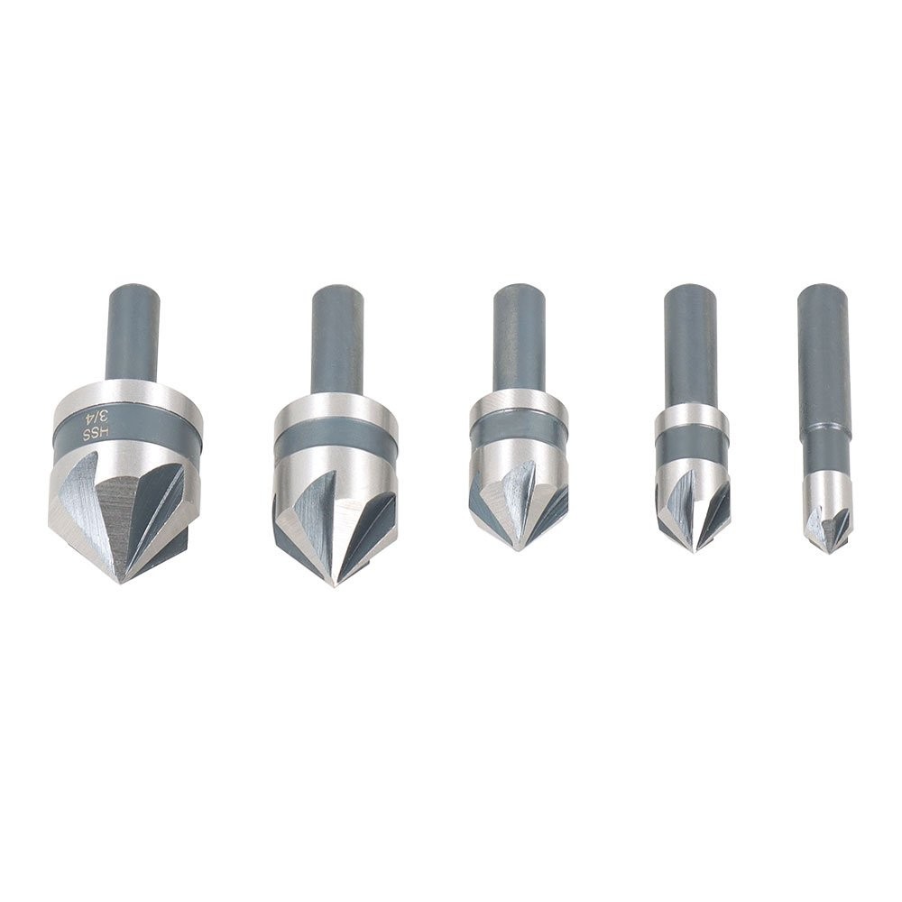5 Pack High-Speed Steel Countersink Drill Bit Set For Metals Wood And Plastic