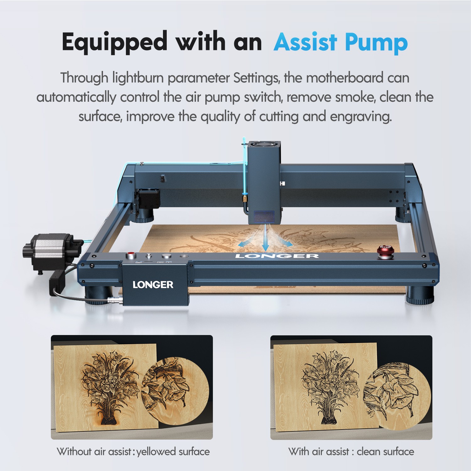 LONGER B1 40W Laser Engraving Machine, Auto Air Assist,40W Laser Cutting🔥Used-C