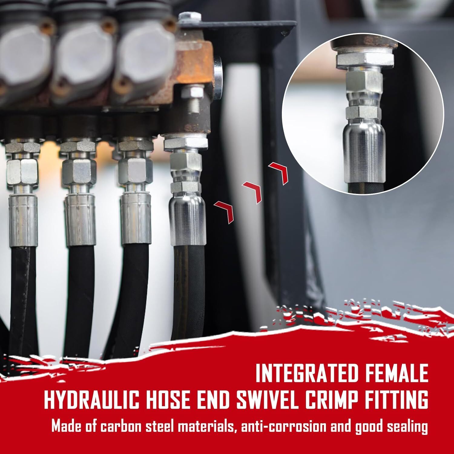 1/2″ Hose x 1/2″ JIC 37° Female Hydraulic Hose End Swivel Crimp Fitting 12 Pack