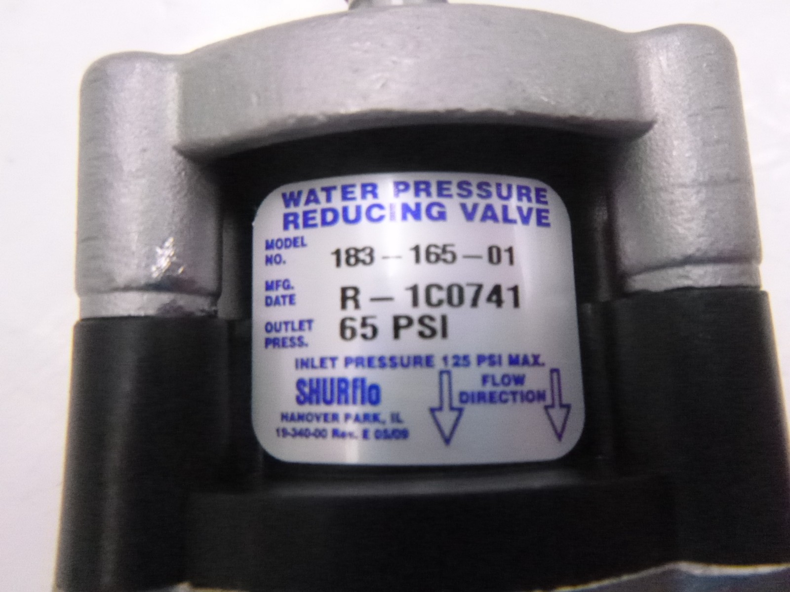 Shurflow Water Pressure Reducing Valve WPRV 65psi 183-165-01