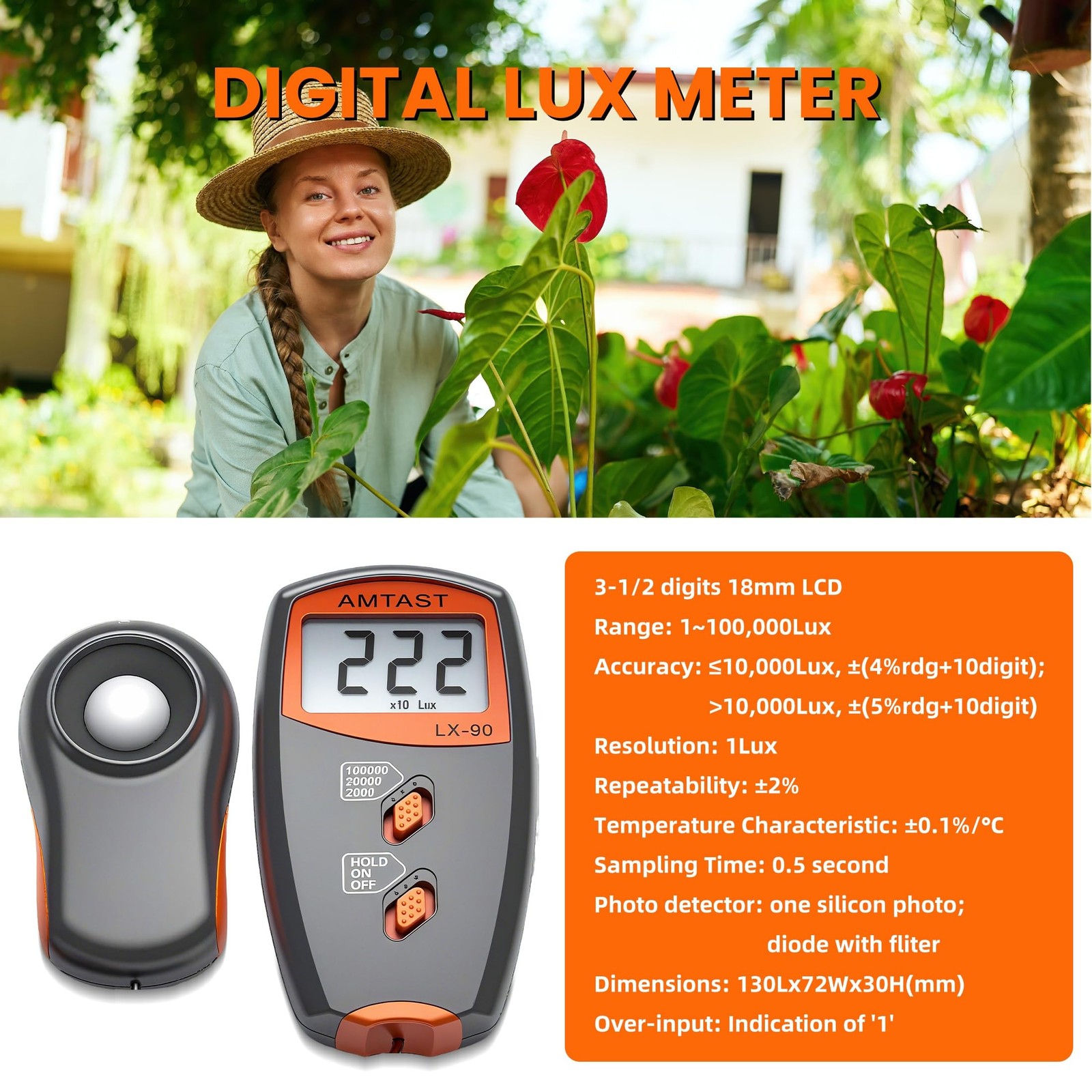Digital LUX Meter Digital Indicator UV Meter Light Meter with LCD Display Lux…