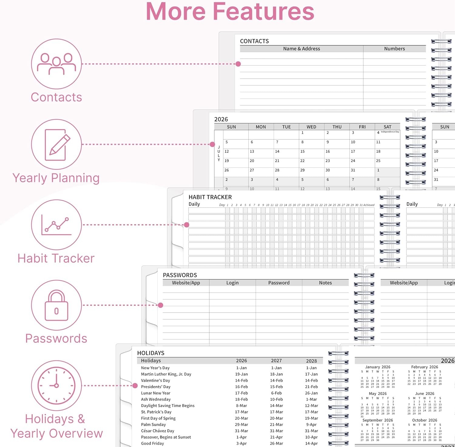 2026-2028 Monthly Planner 2 Year Calendar Jul 2026-Jun 2028 8.5×11 Large