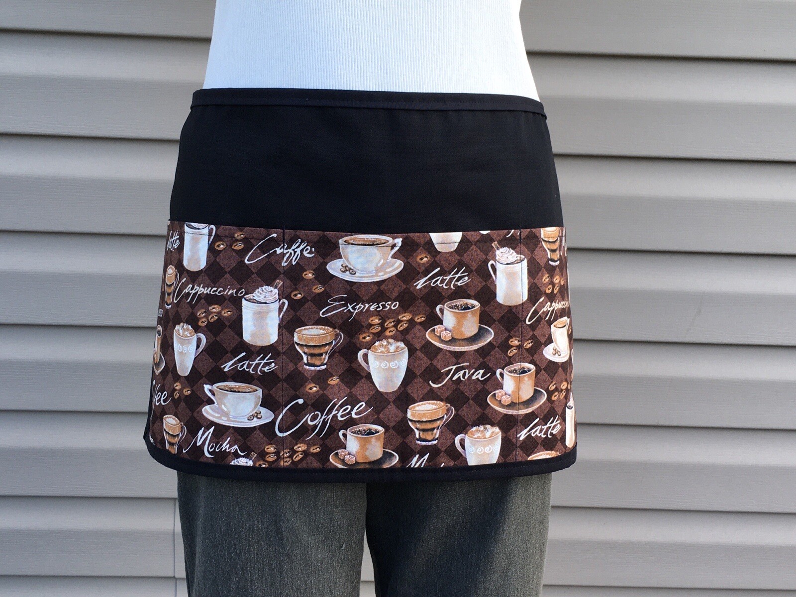 (Choose Print) Coffee 3 pocket waitress waist Half apron restaurants Resturant￼