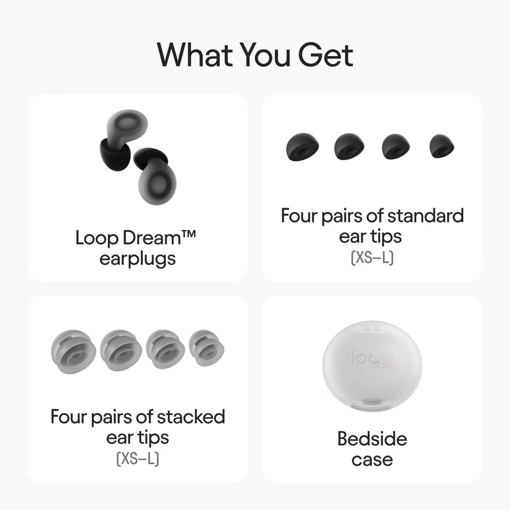 Loop Dream Earplugs for Deep Sleep, Napping and Snoring – Black