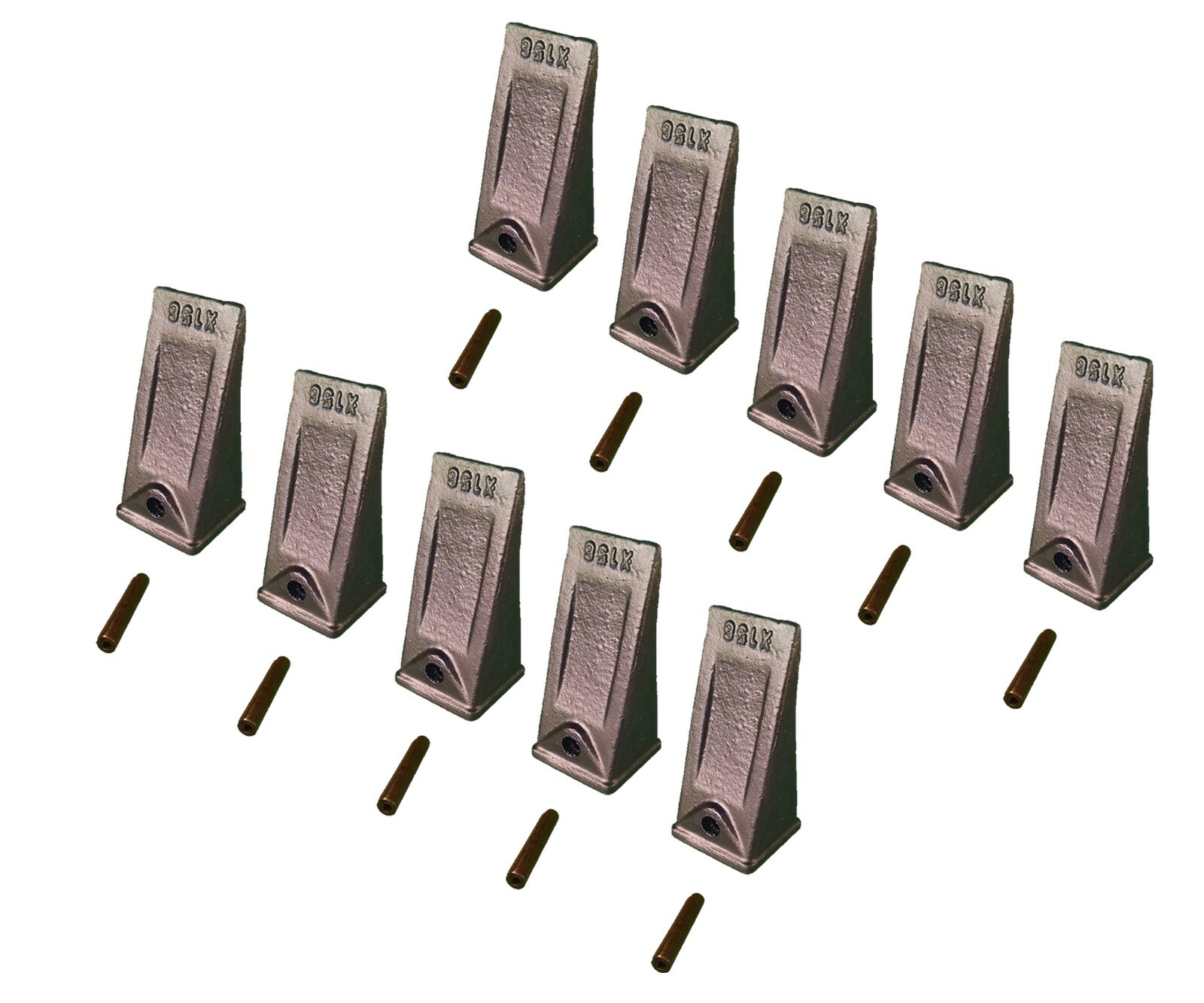 10 – Mini Excavator Standard Bucket Dirt Teeth w/ Roll Pins – X156S, P156