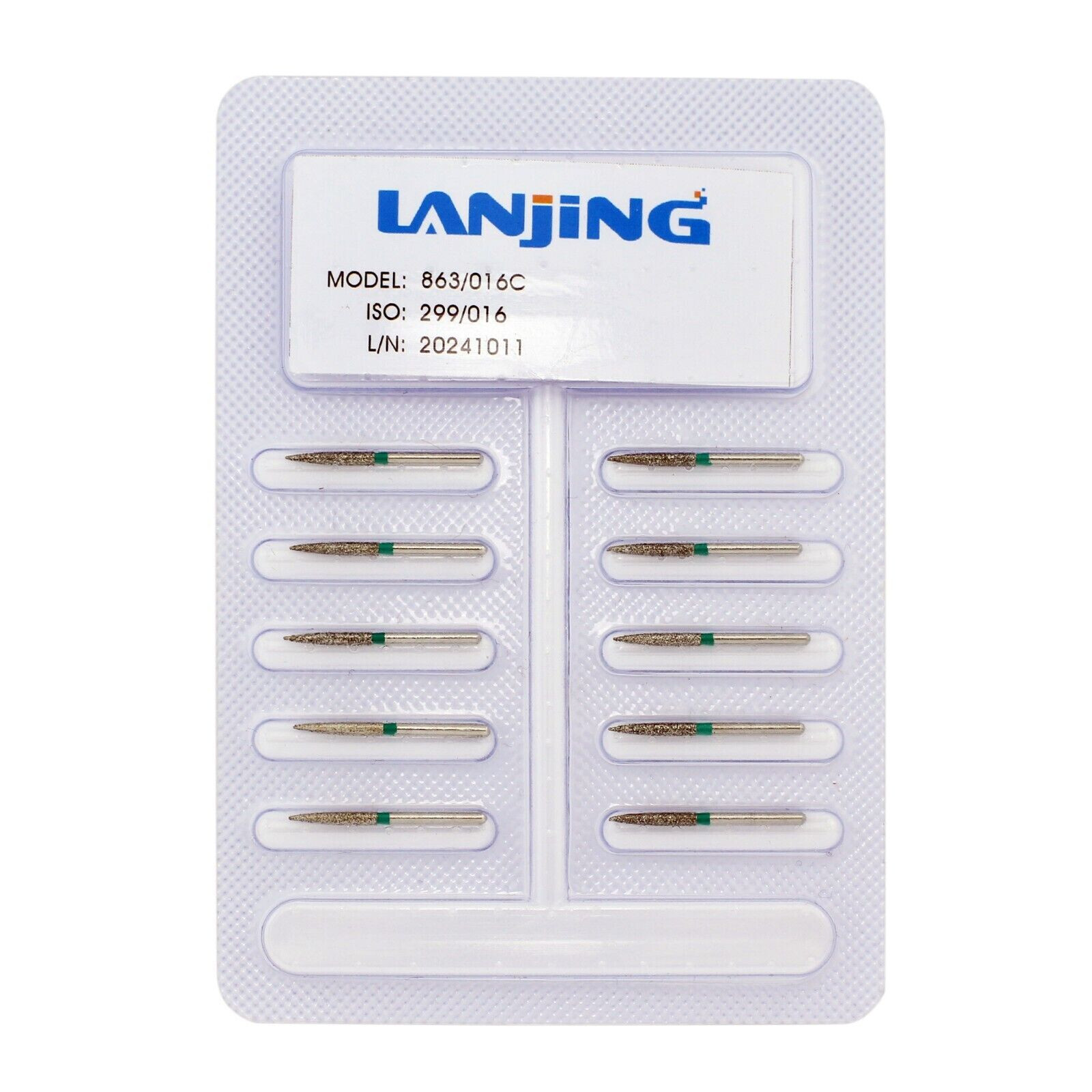 Dental Diamond Burs FG High Speed Bur Flame Shape 863/016C Coarse Grit Green