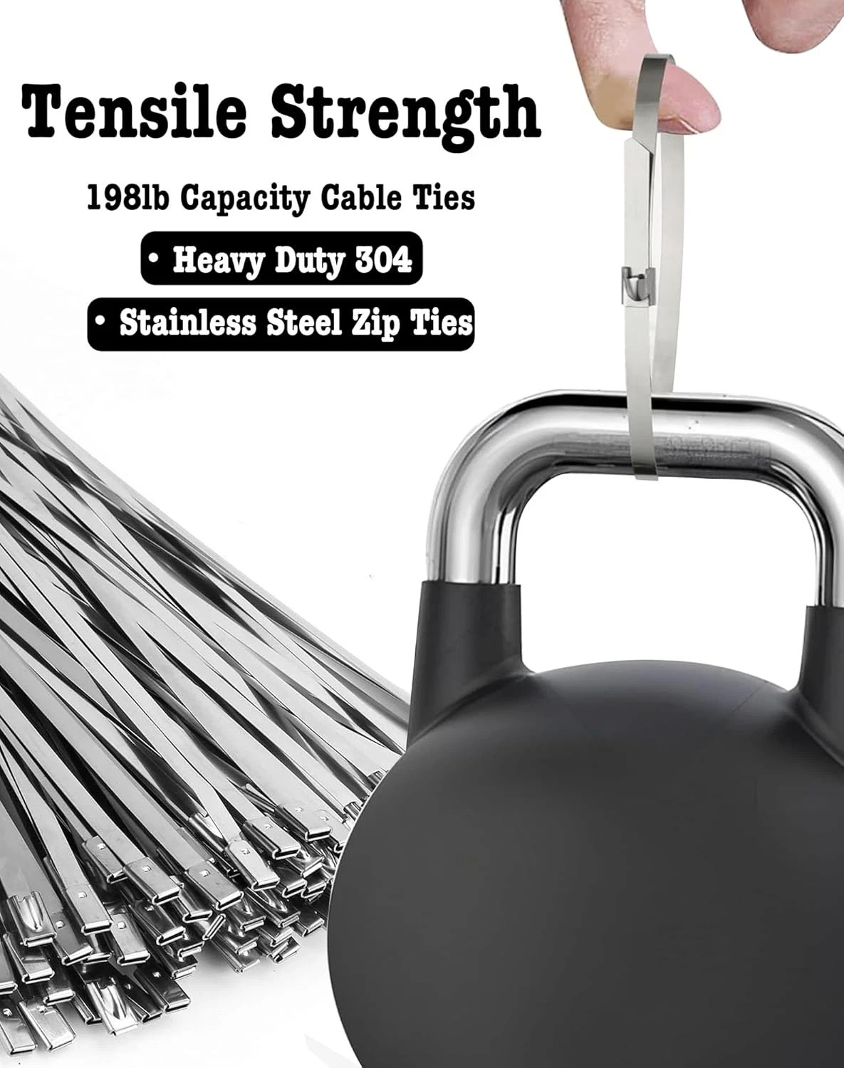 50Pcs Metal Zip Ties 11.8 Inch 304 Stainless Steel Zip Ties, Heavy Duty Multi-Pu