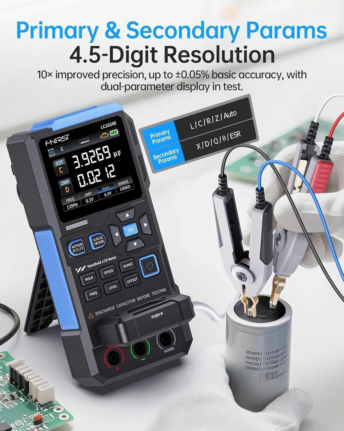 High-Precision LCR Meter 100kHz 19999 Counts Auto Component Tester