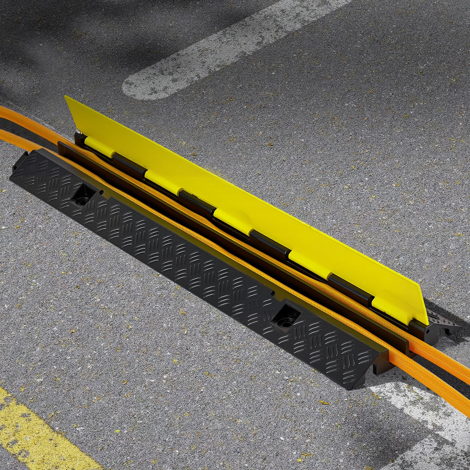 VEVOR Cable Protector Ramp Rubber Cord Cover 22000 lbs/axle Capacity 2 Channel