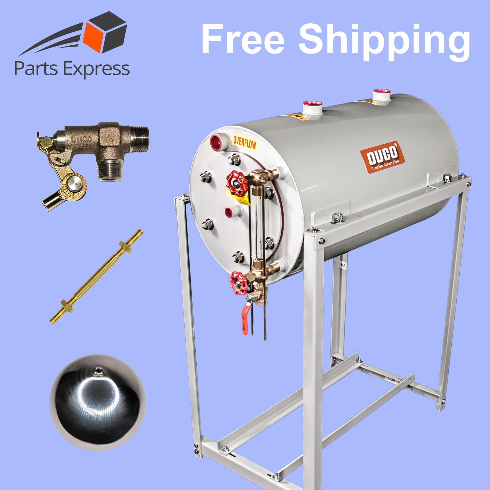 46 GALLON STAINLESS STEEL BOILER CONDENSATE RETURN TANK COMPLETE SET, 18″x42″