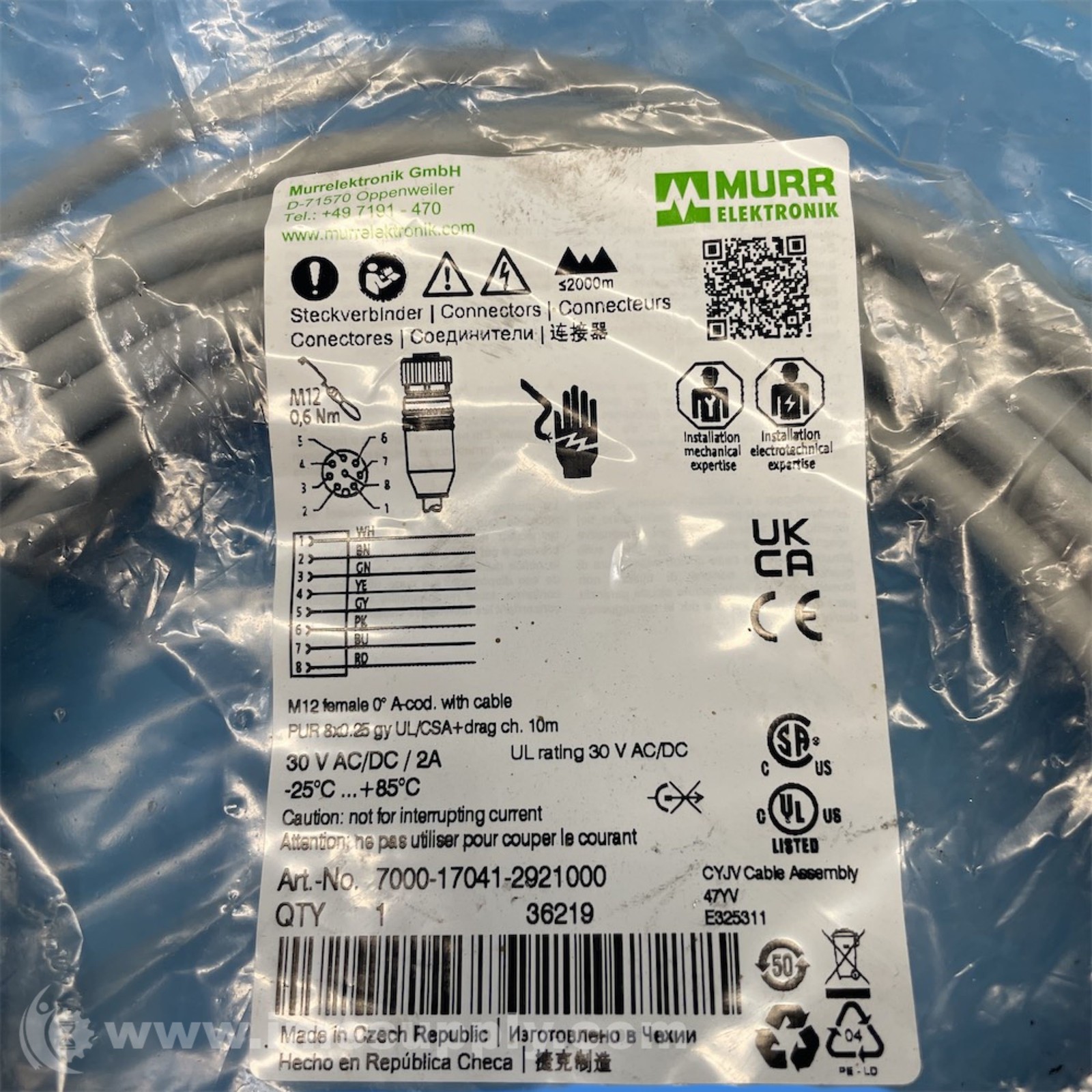 Murr Elektronik D-71570 M12 Female Cable FNFP