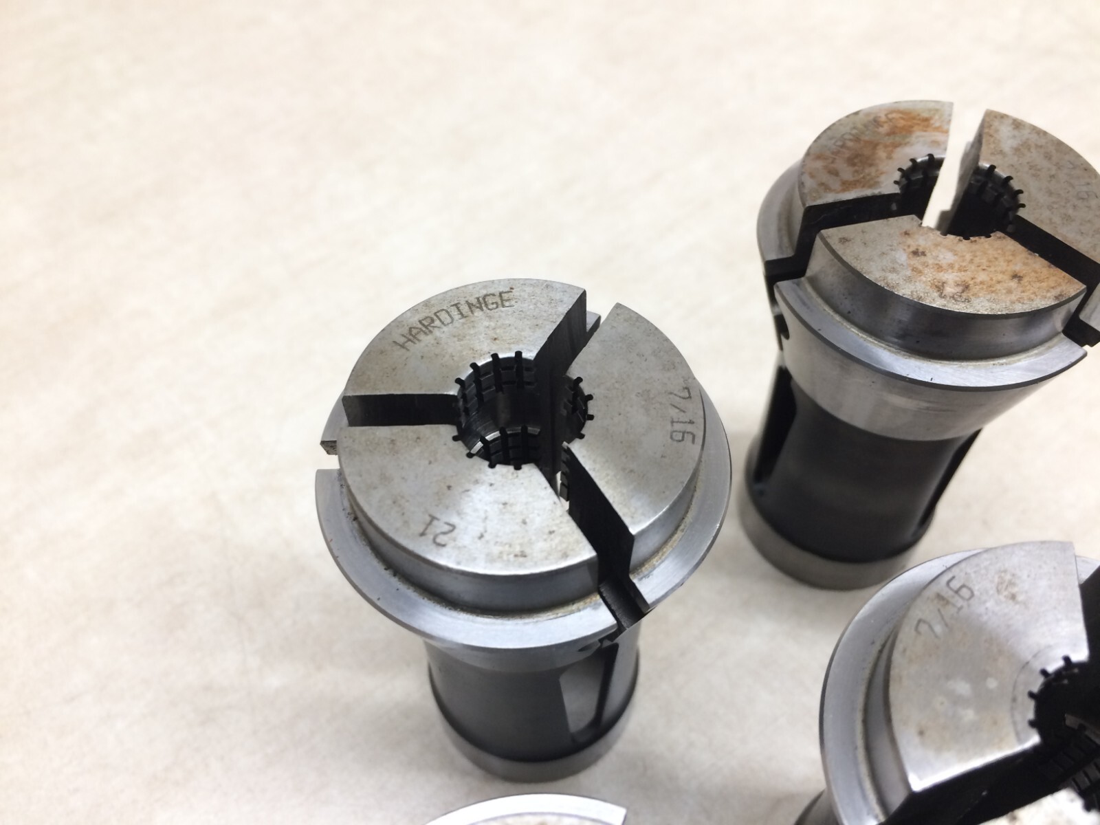 Lot of 5 Hardinge 7/16″ Brown & Sharpe No. 21 Waffle Pattern Collet Tool