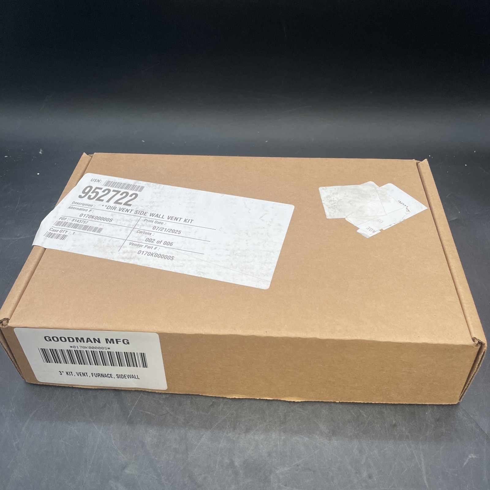 Goodman 0170K00000S Vent Kit Sidewall 3-Inch L for GMH95 and GMSS Furnaces