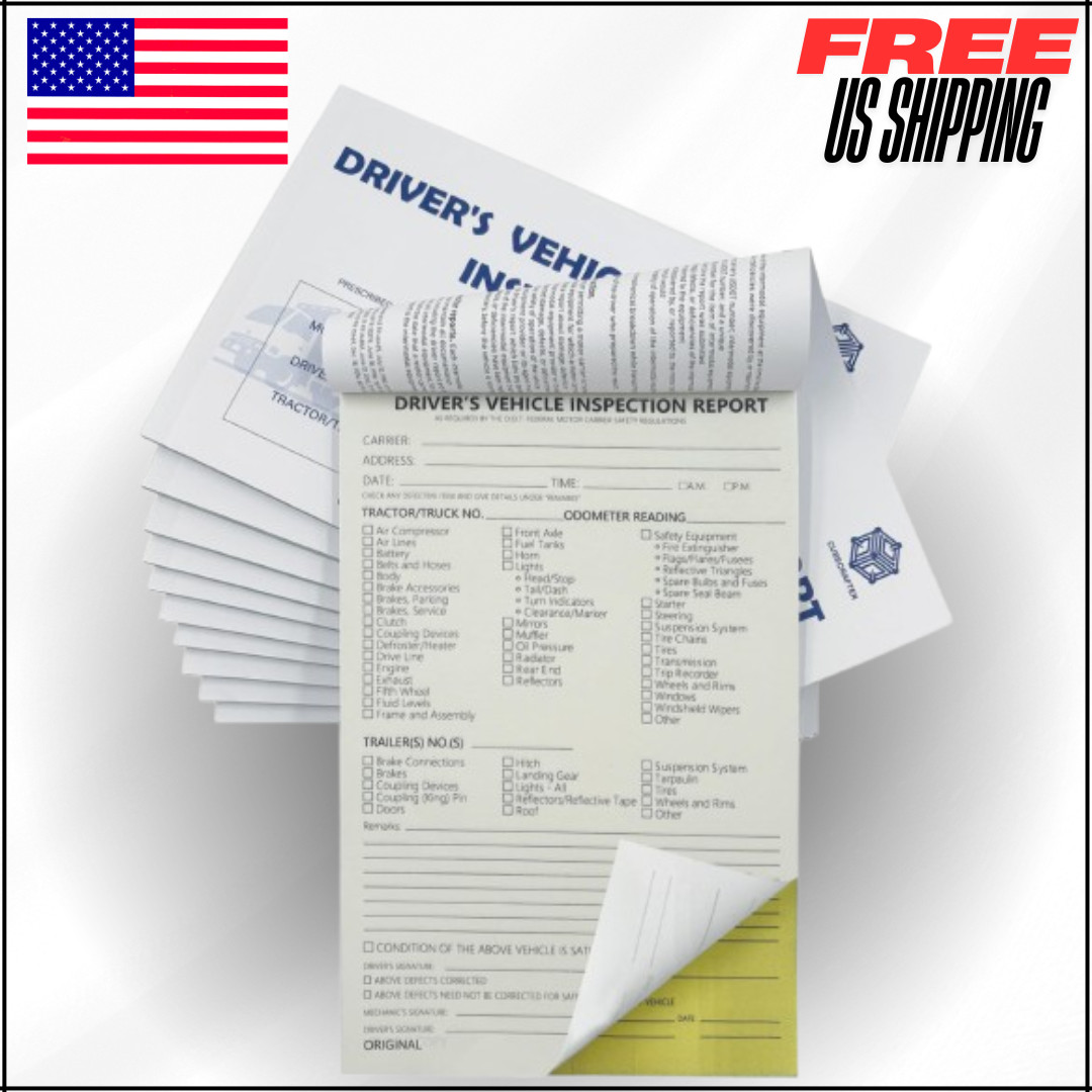Detailed Driver’s Vehicle Inspection Report 10 Pack Book Format 2-Ply Carbonless