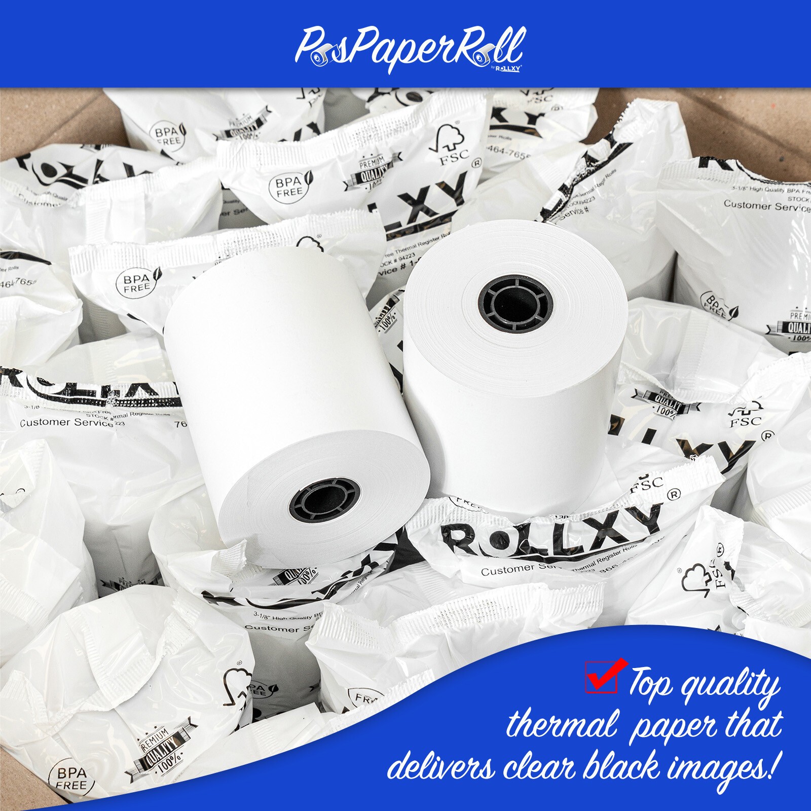 3-1/8″ x 230′ Thermal Receipt Paper POS Cash Register 50 Rolls