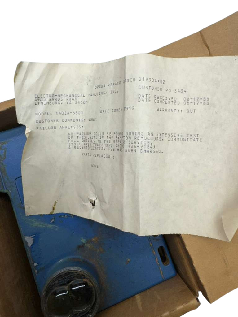 Opcon 1402A-6501 Photoelectric Sensor, 101028, 115VAC, 10VA, 570A, 8580A, 8582A