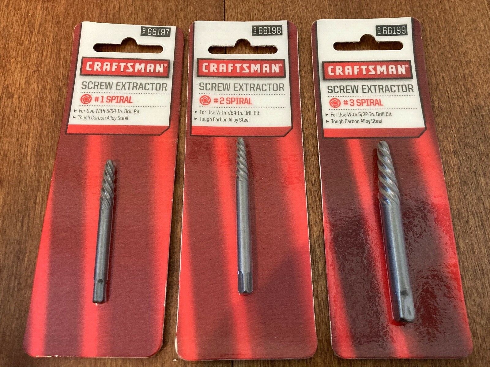 CRAFTSMAN 3 PCS. #1 #2 #3 SPIRAL SCREW BOLT EXTRACTOR SET