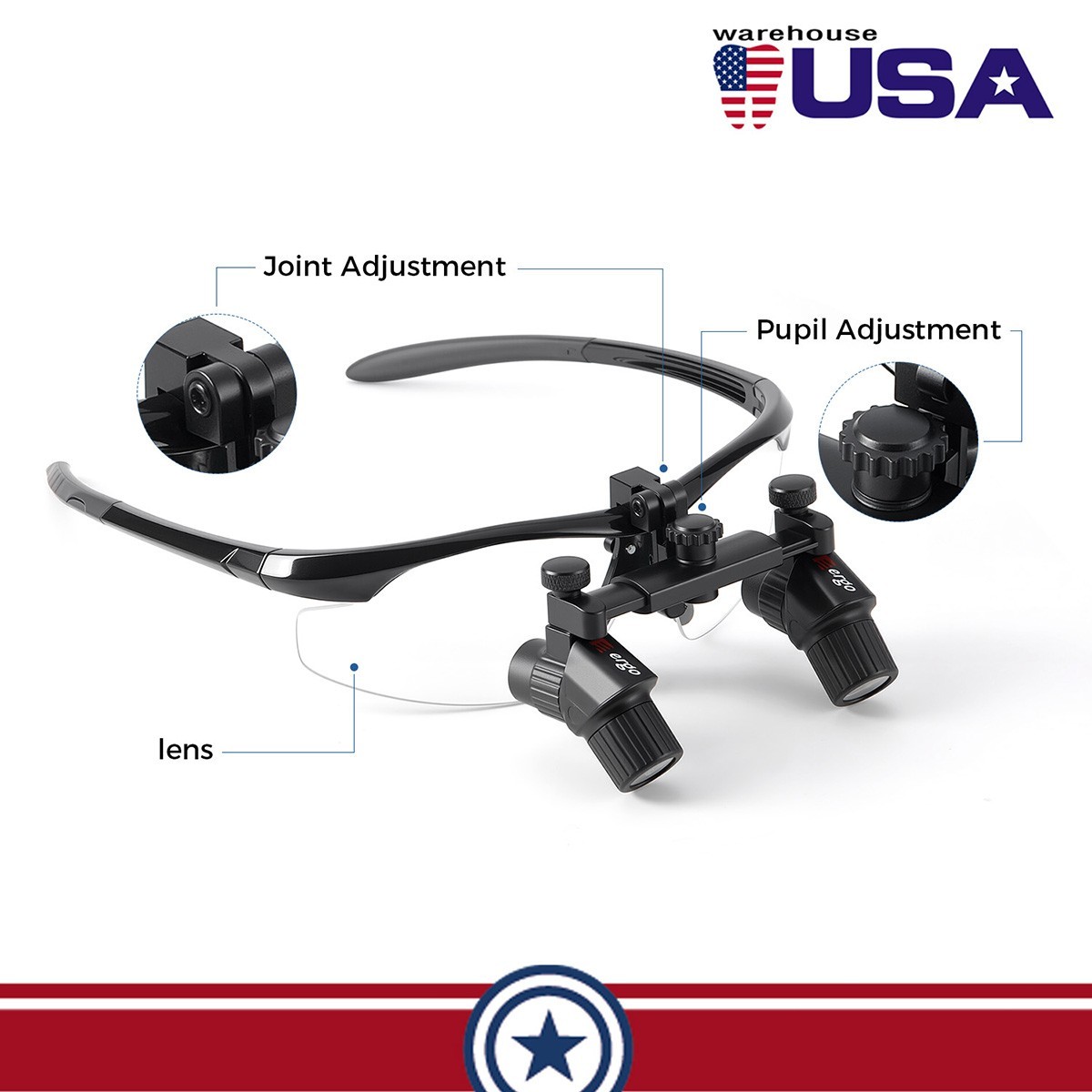 Ergo Dental Loupes Upright Posture Prism Optics Protect Spine 4.0X Magnific