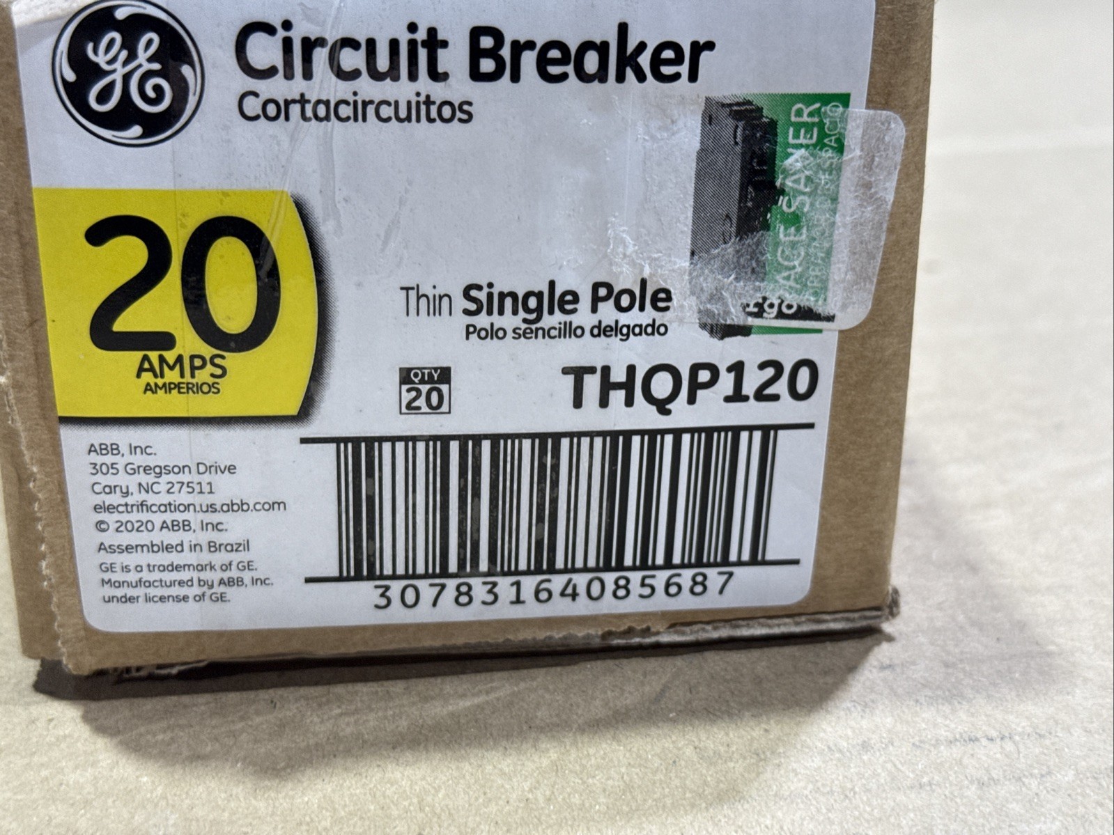 LOT OF 20 GE Thin Series Circuit Breaker 1-Pole 20-Amp THQP120 New