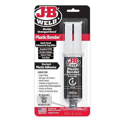 J-B Weld 50139 Plastic Bonder Body Panel Adhesive and Gap Filler Syringe – Black