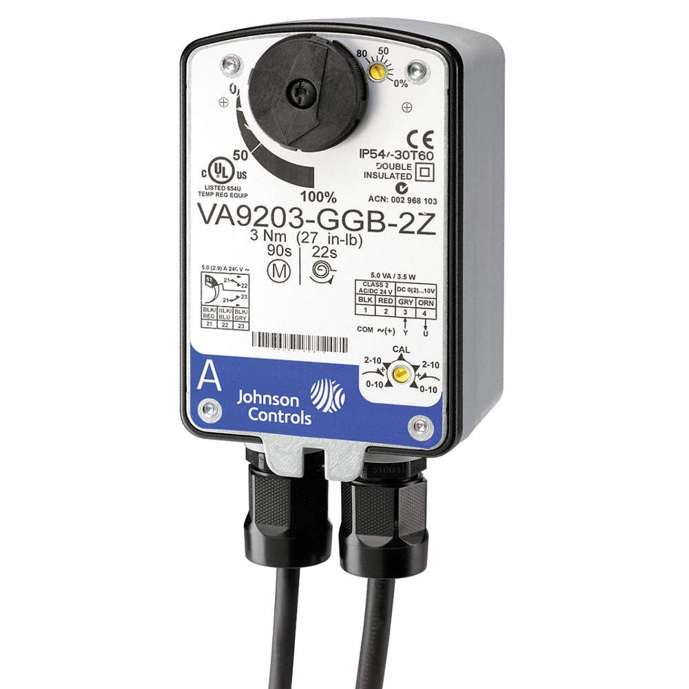 JOHNSON CONTROLS VA9203-BGA-2 Elect Ball Valve Actuator,24V AC,On/Off 41P697