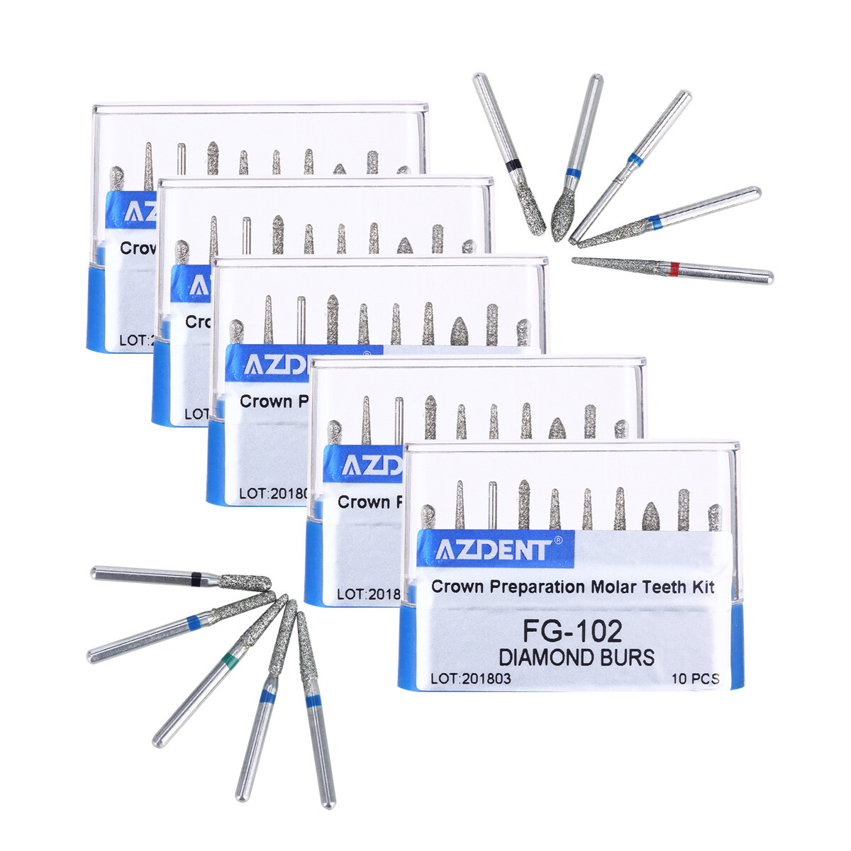 70-100pcs AZDENT Dental Large Emery Super Coarse Diamond Polishing Burs FG Burs