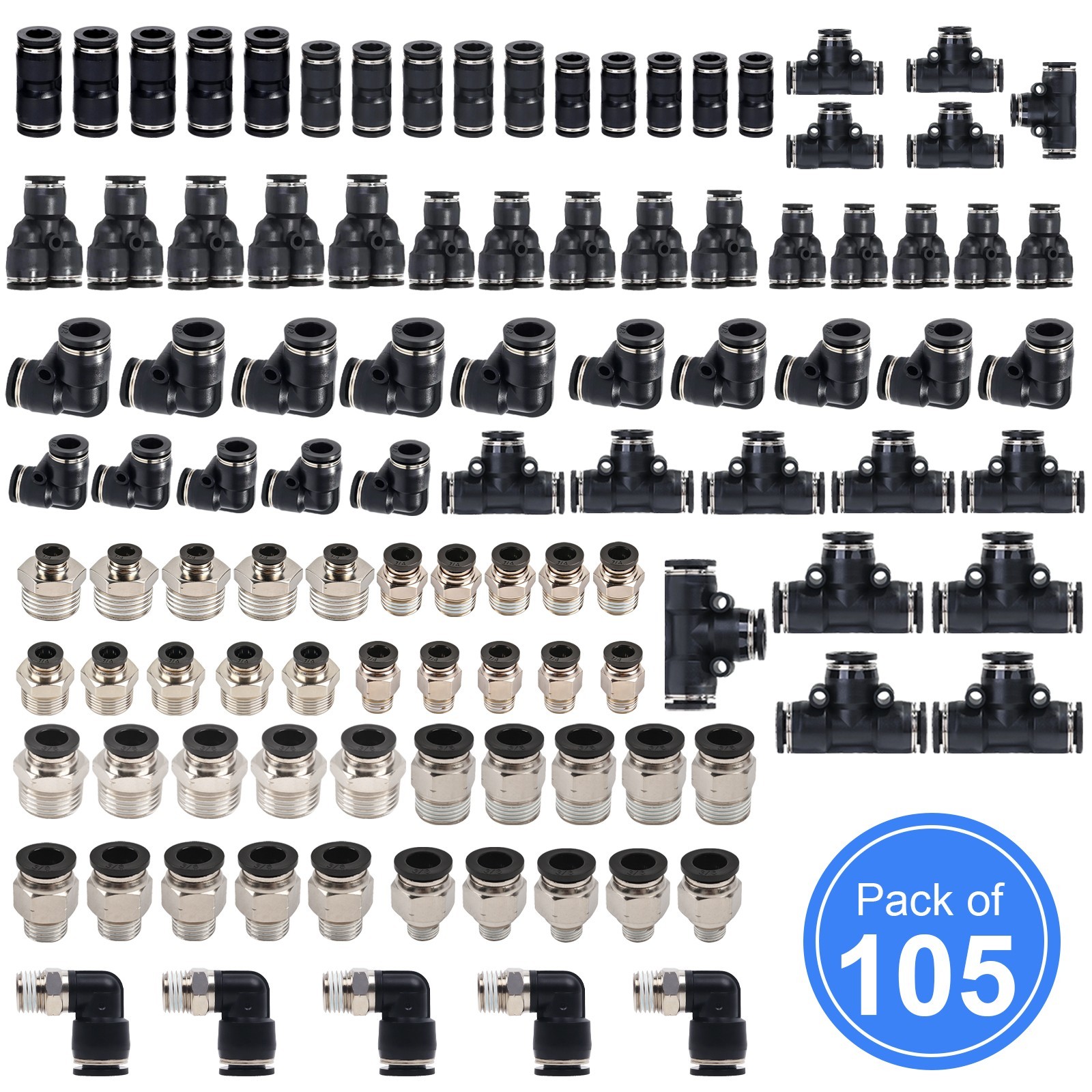 Quick Connect Air Hose Fitting Kit,Push to Connect Fittings 1/2″3/8″ 1/4″NPT Kit