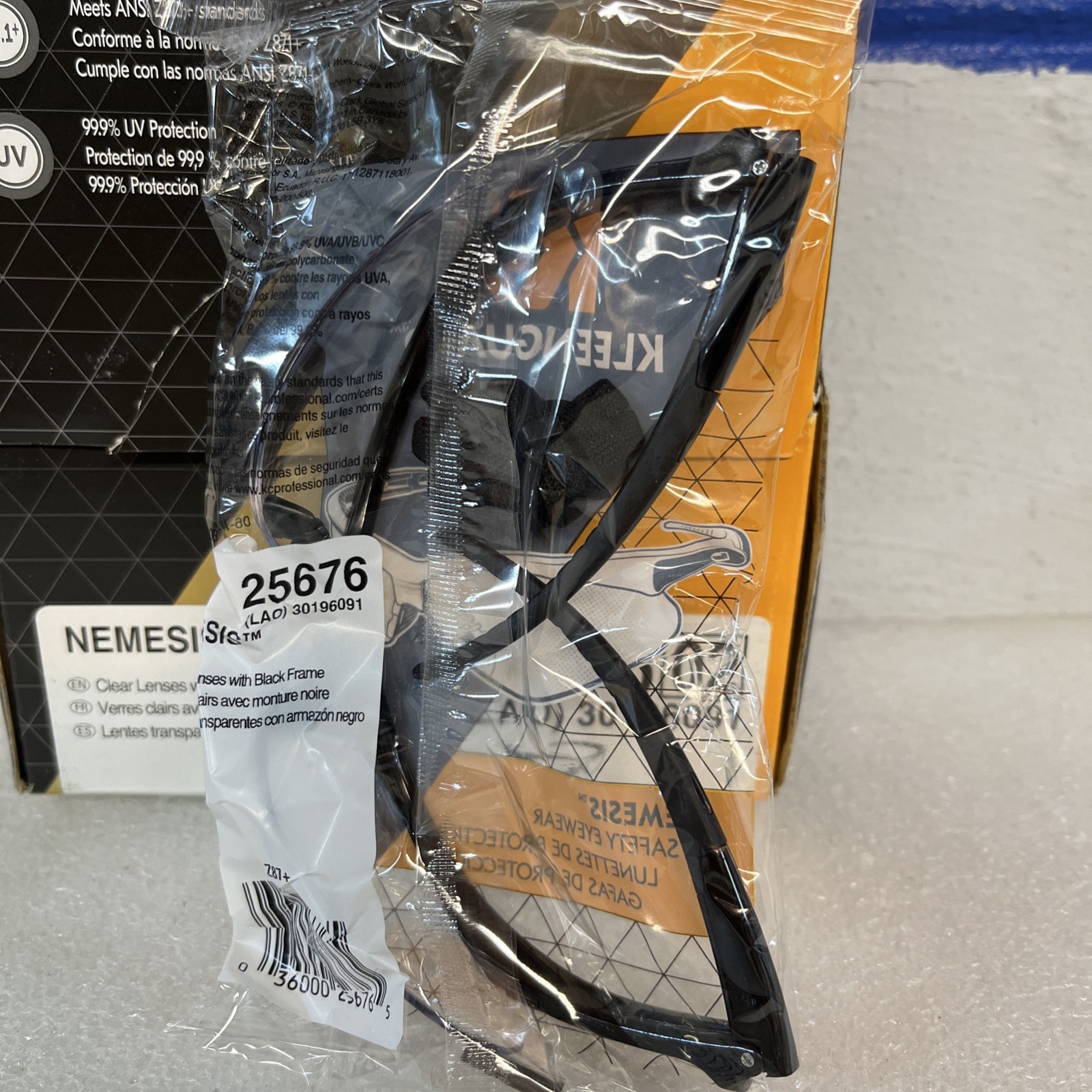 Kleenguard Nemesis 25676 Clear Lens W/ Black Frame Safety Glasses 12 Pack Box