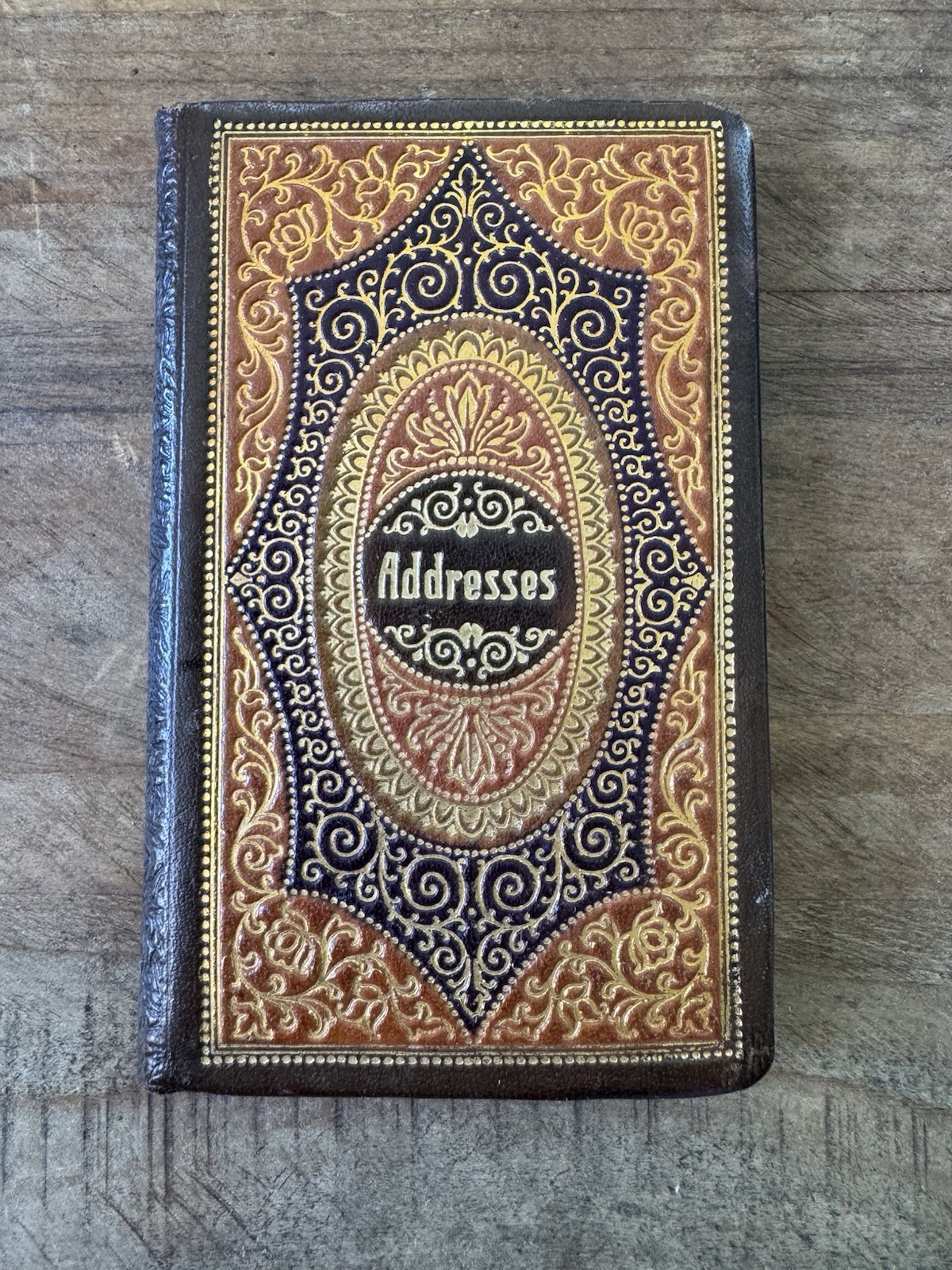 Antique Address Book Made in Austria Ornate Embossed Leather Victorian Style 4”