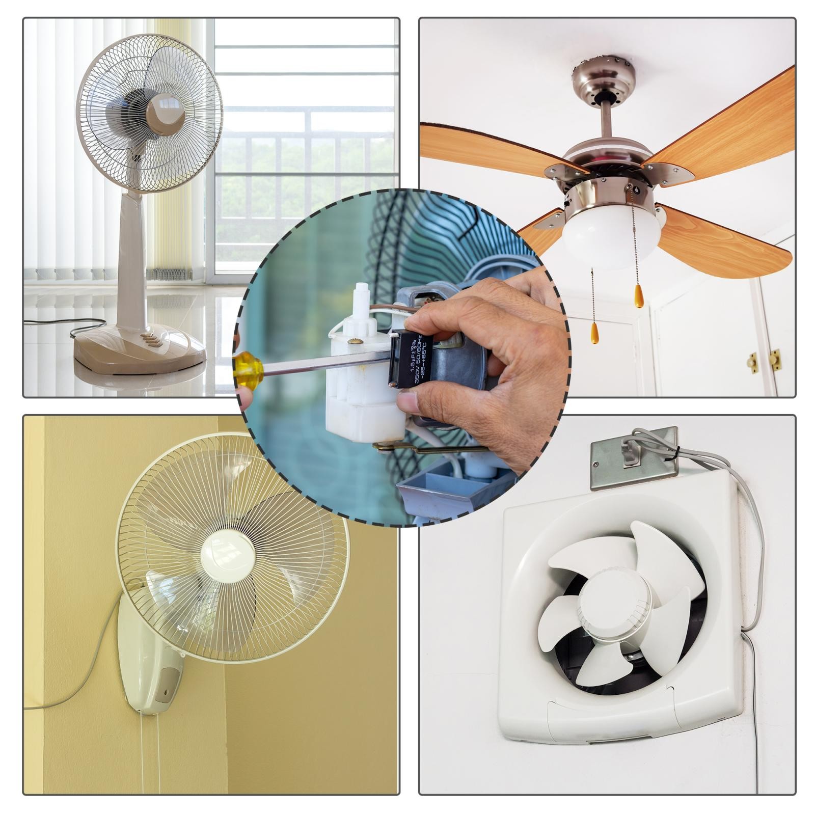 Ceiling Fan Capacitor CBB61 1.5/2.5uF 350V AC 3 Wires Metallized Polypropylene