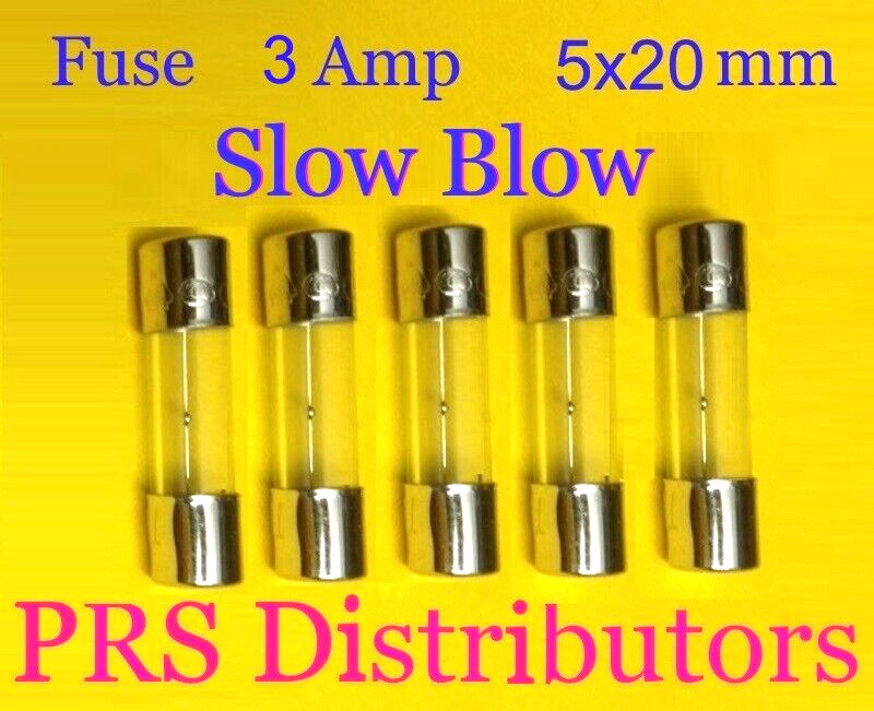 Fuse 3A 250V 5X20mm SLOW BLOW Glass Fuse 3 Amp 250 Volt 5 pieces USA SELLER