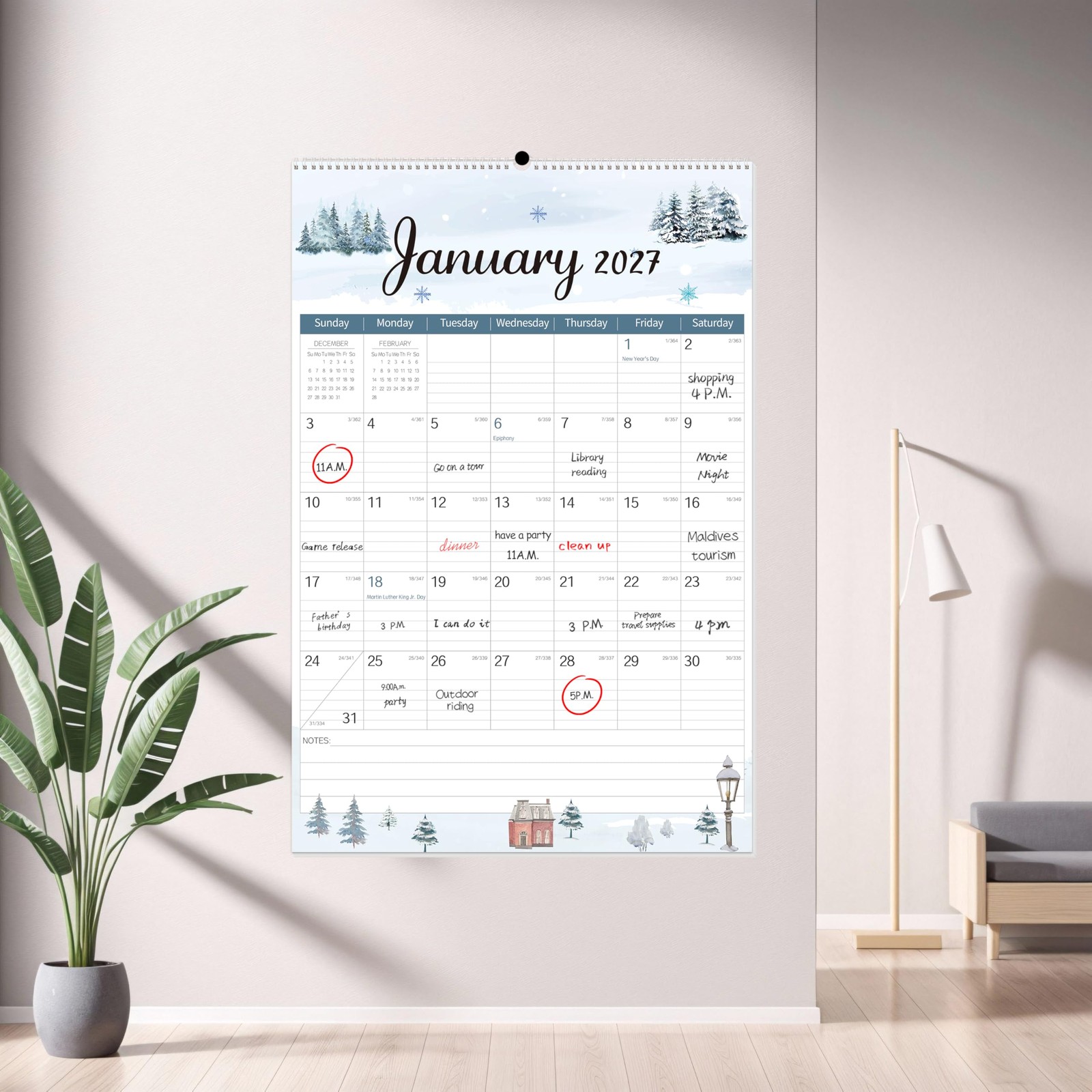 GuassLee Extra Large Wall Calendar 2026-2027, 20″x 30″ 30″x20″, Multicolor