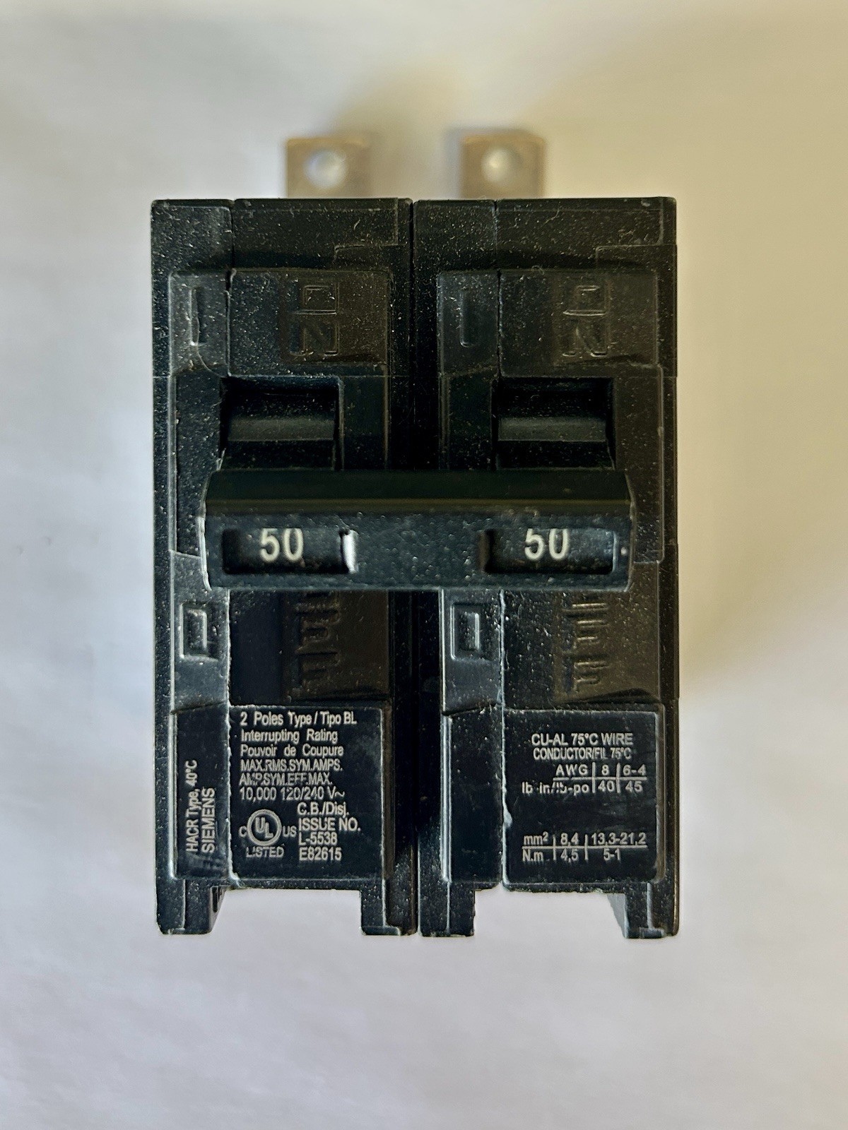 Siemens B250 50 Amp 2 Pole 120/240 Volt BL Bolt on Circuit Breaker NEW