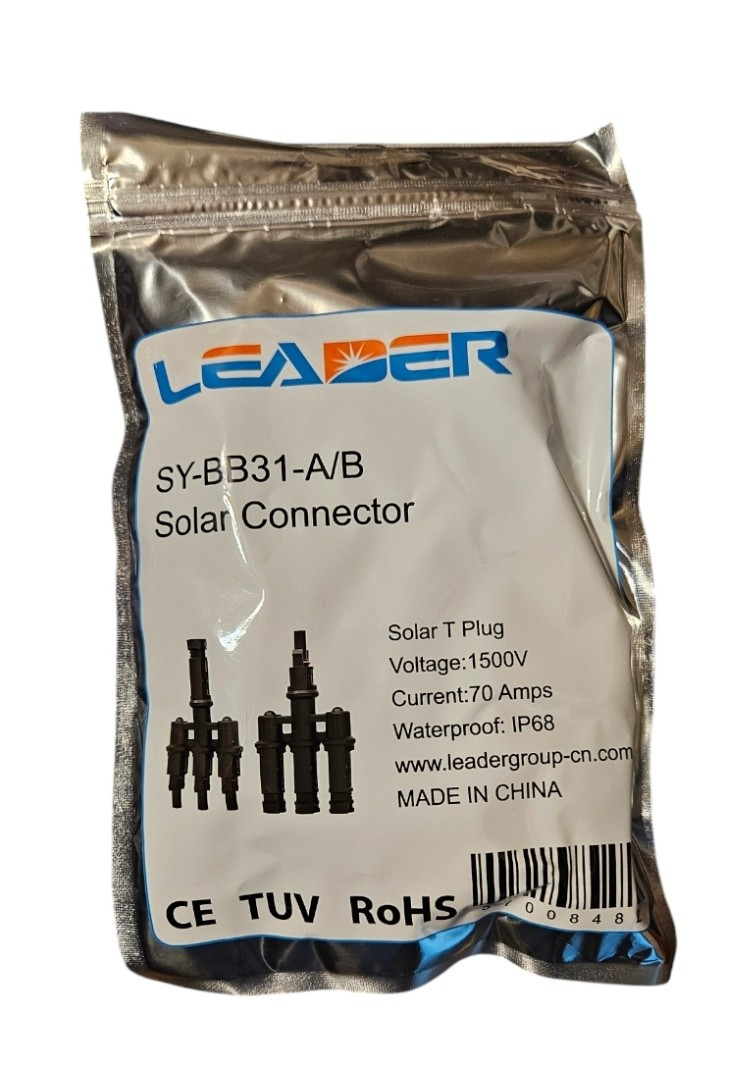 1 Pair T Style Solar Branch Connector 3 to 1 Branch Connector Solar Panel