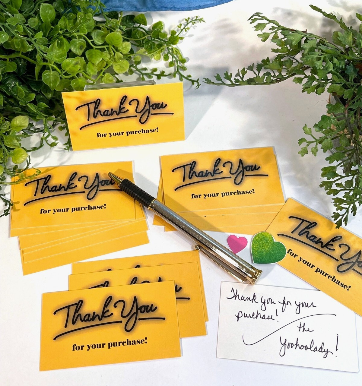 Business Cards, Yellow Thank You for Your Purchase Cards, 3.5″ x 2″