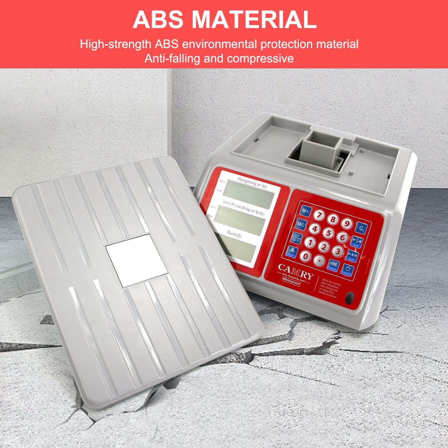 CAMRY Waterproof Commercial Food Scale IPX7 66lb / 30kg Digital Price Computi…