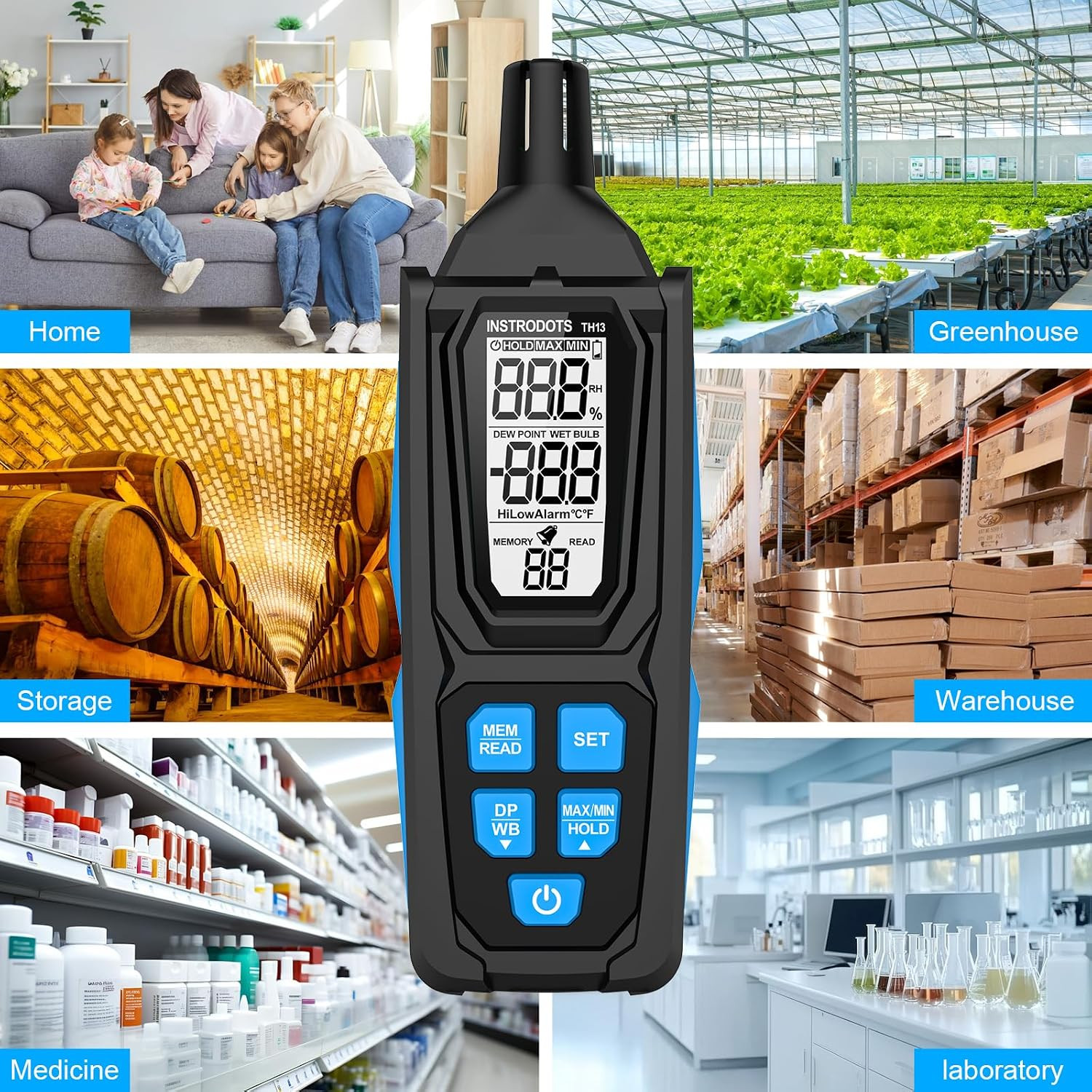 Temperature Humidity Meter, High Precision Digital Psychrometer Hygrometer