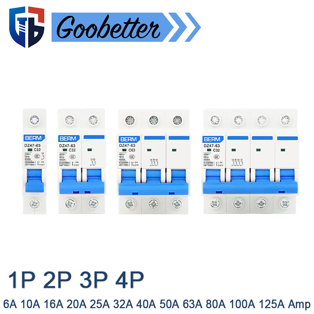 Pole Breaker 6A 10A 16A 20A 25A 32A 40A 50A 63A 80A 100A 125A Amp 1P 2P 3P 4P