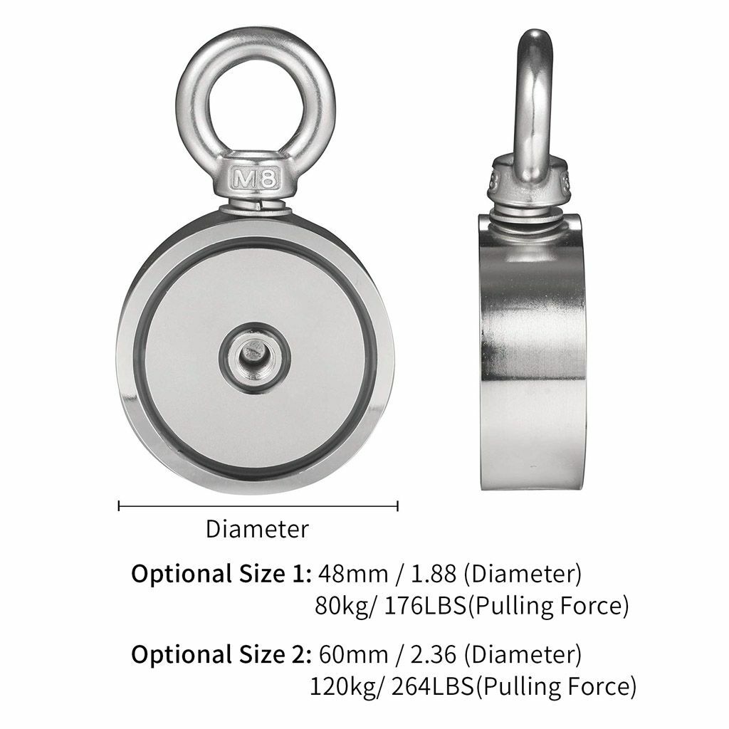 90-1200LBS Fishing Magnet Neodymium Super Pull Force Hook Retrieving Treasure US