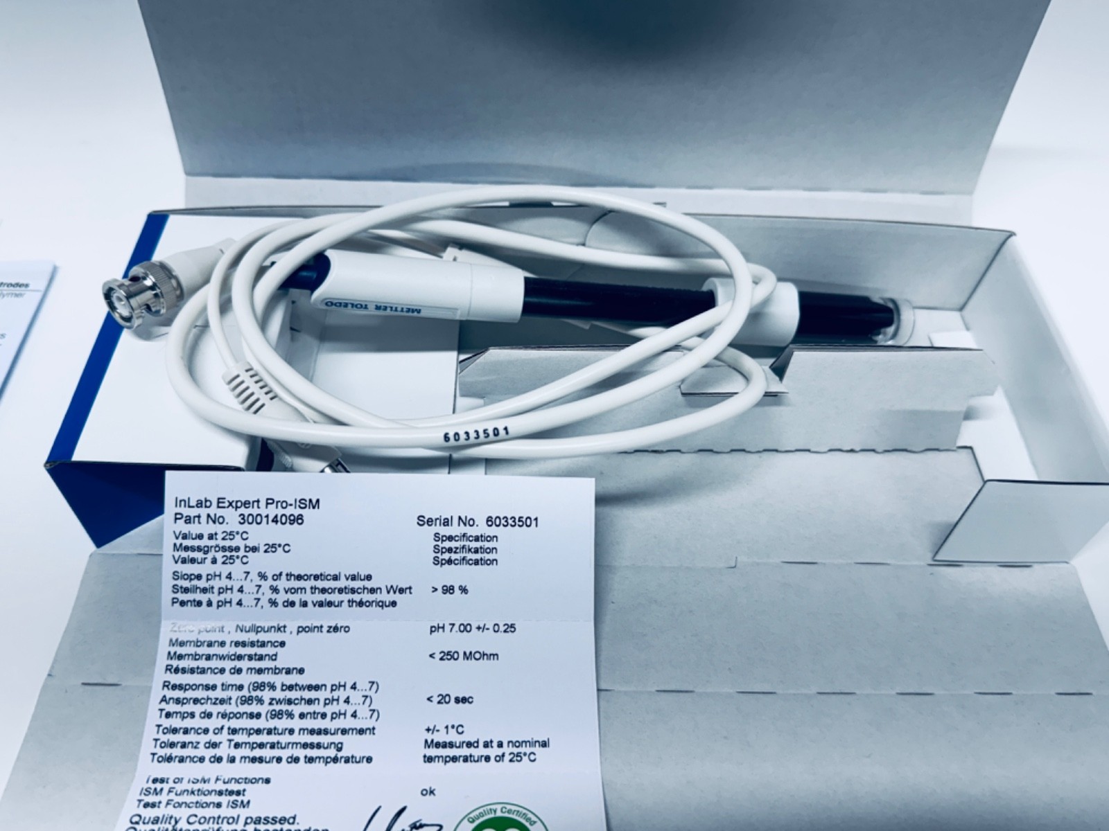 METTLER TOLEDO 3-in-1 pH Electrode InLab Expert Pro-ISM Probe 30014096 NEW