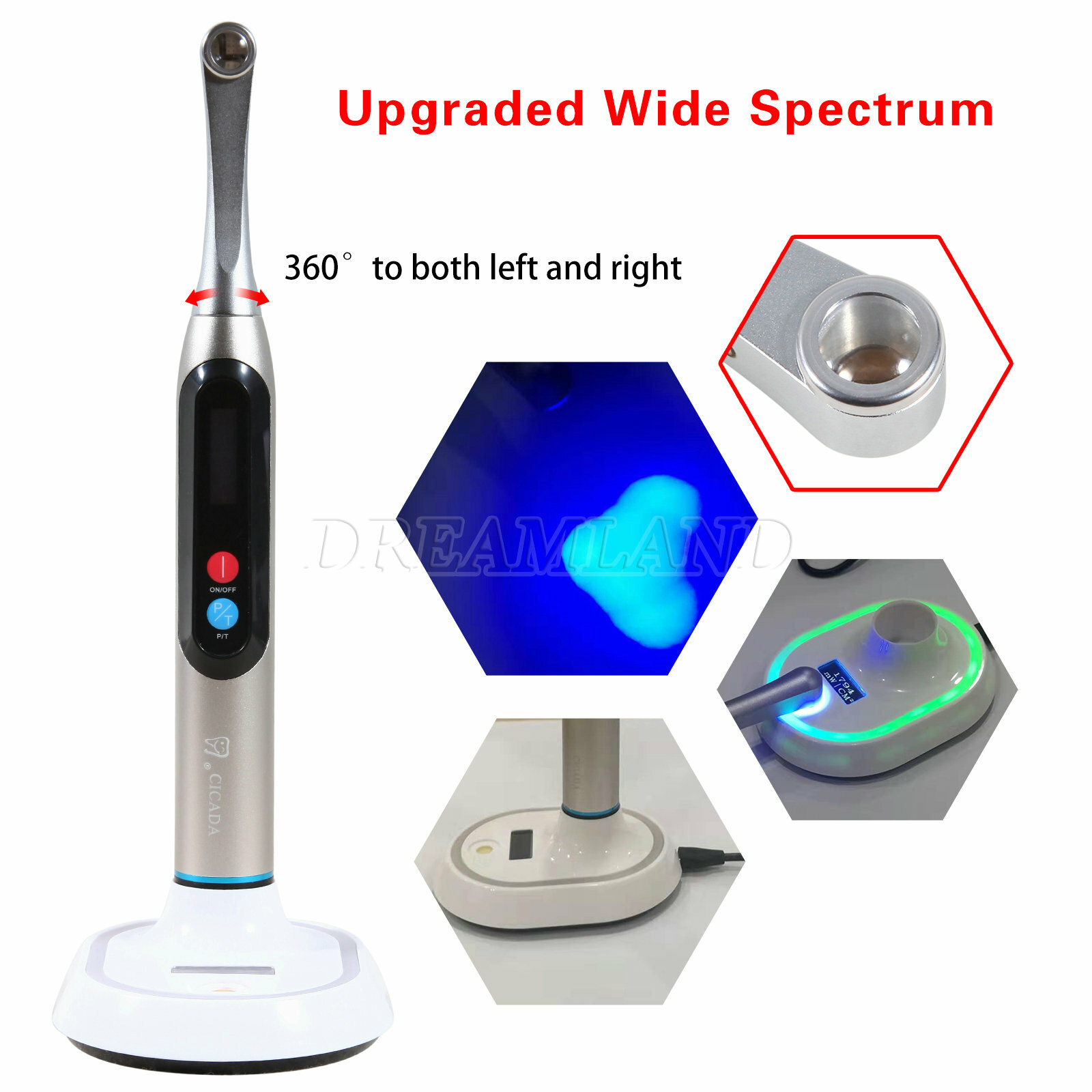 CV-215 Dental LED Curing Light 1 Second Curing Wide Spectrum 2200mw CICADA