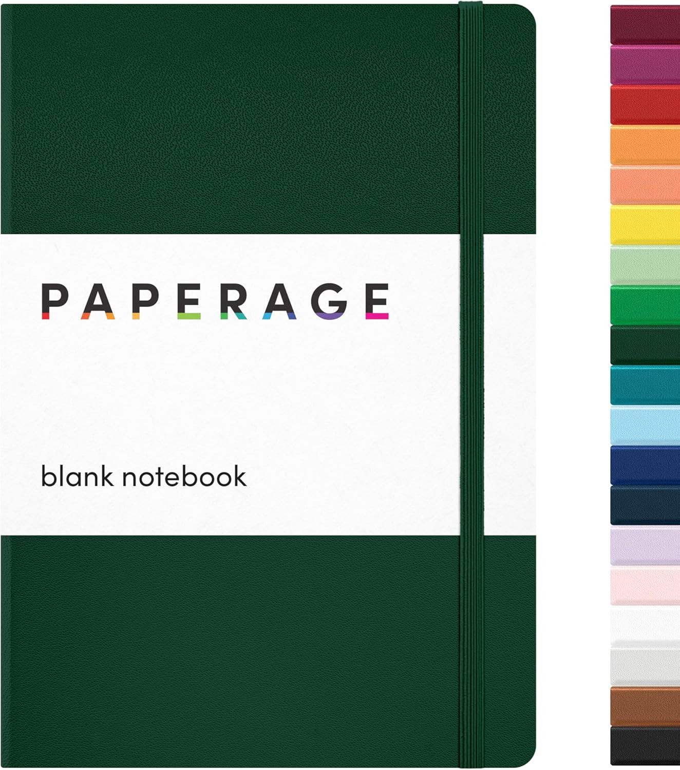 PAPERAGE Blank Journal Notebook, (Dark Green), 160 Pages, Medium 5.6 in X 8 in –