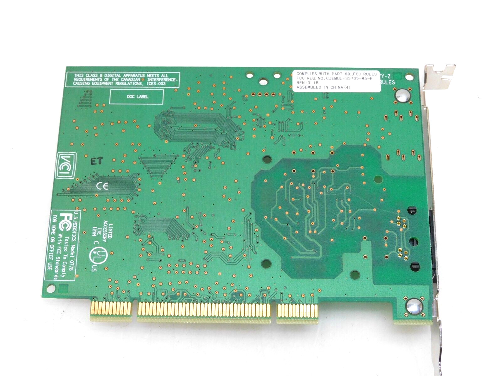 U.S. ROBOTICS 1.012.0778-D PC BOARD USR5610B-VAR-20 CJEMUL-35739-M5-E REN:0.1B