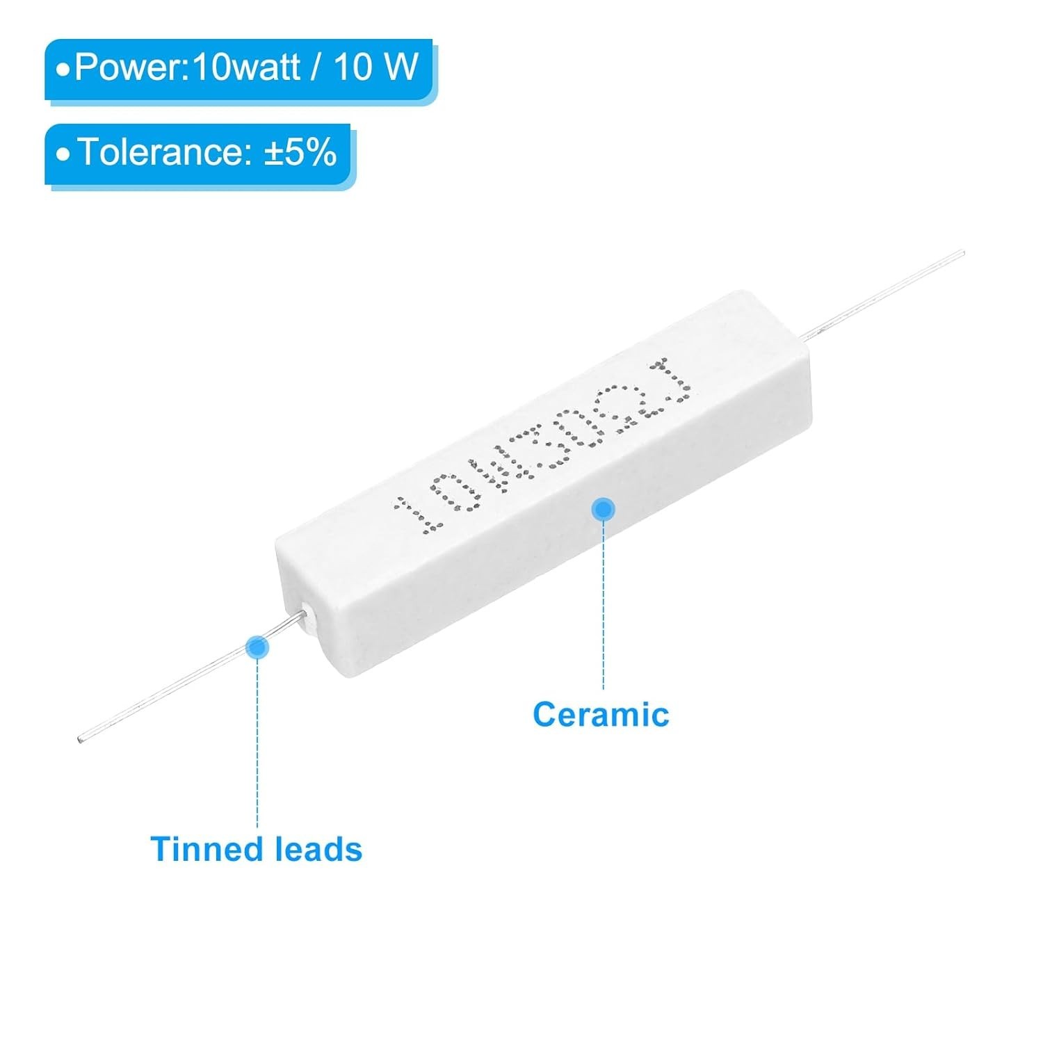 Reliable 30 Ohm Ceramic Cement Resistors – 20 Pcs, 10W Power, Moisture Resistant