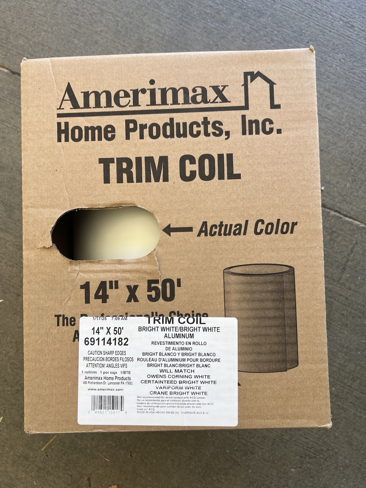 Amerimax 14″ x 50′ Bright White Aluminum Trim Coil 69114182