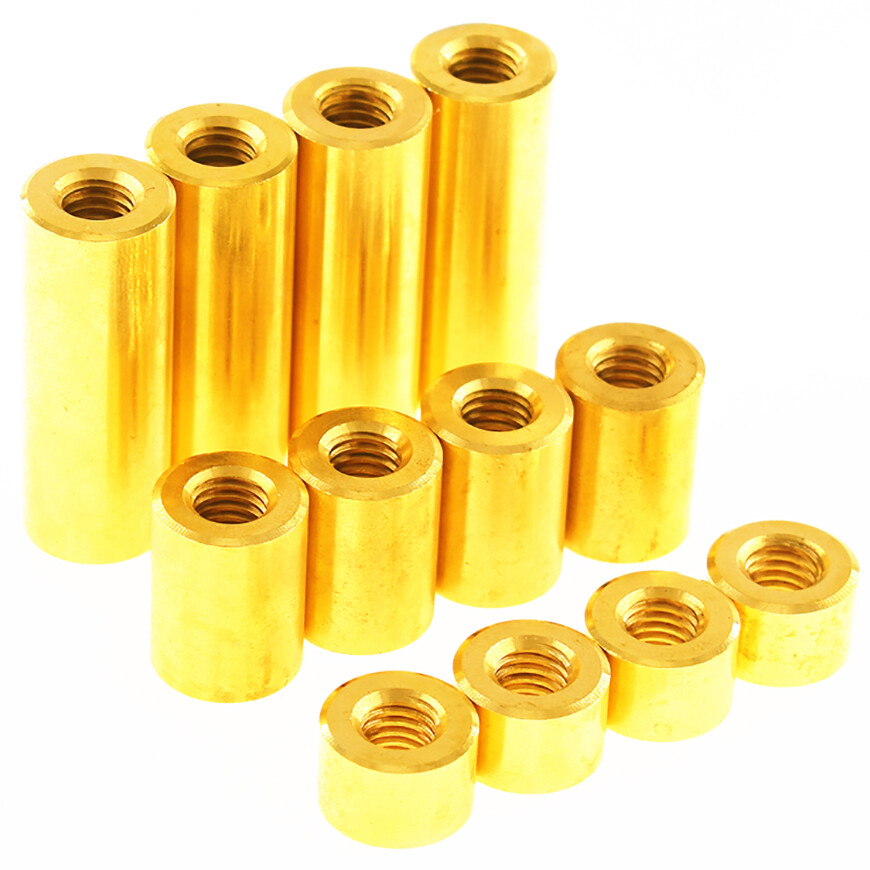 Threaded Sleeve Stud Round Connector Nut Brass Long Nuts M1.6M1.8M2M2.5M3M3.5