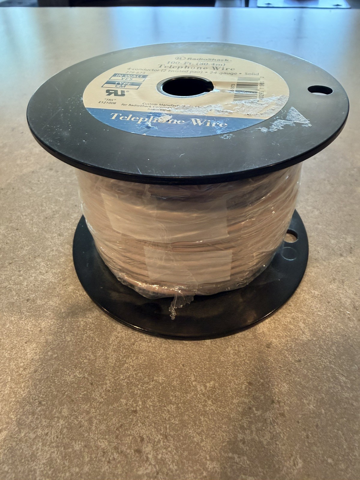 RadioShack 24-Gauge . Solid 2 Twisted Pare TELEPHONE WIRE 100 Foot roll Beige-27