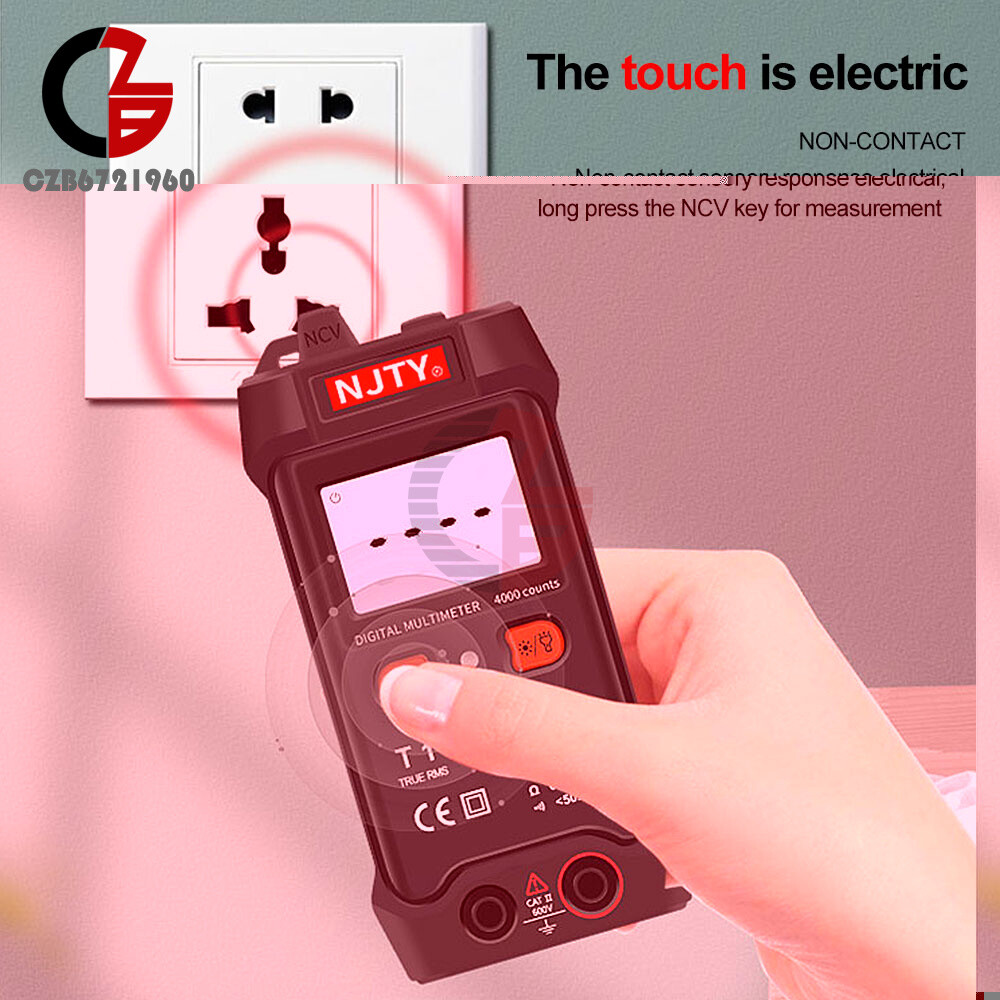 T1 Digital Automatic Multimeter Small AC DC Voltage 600V 0Ω~40MΩ 4000 Backlight