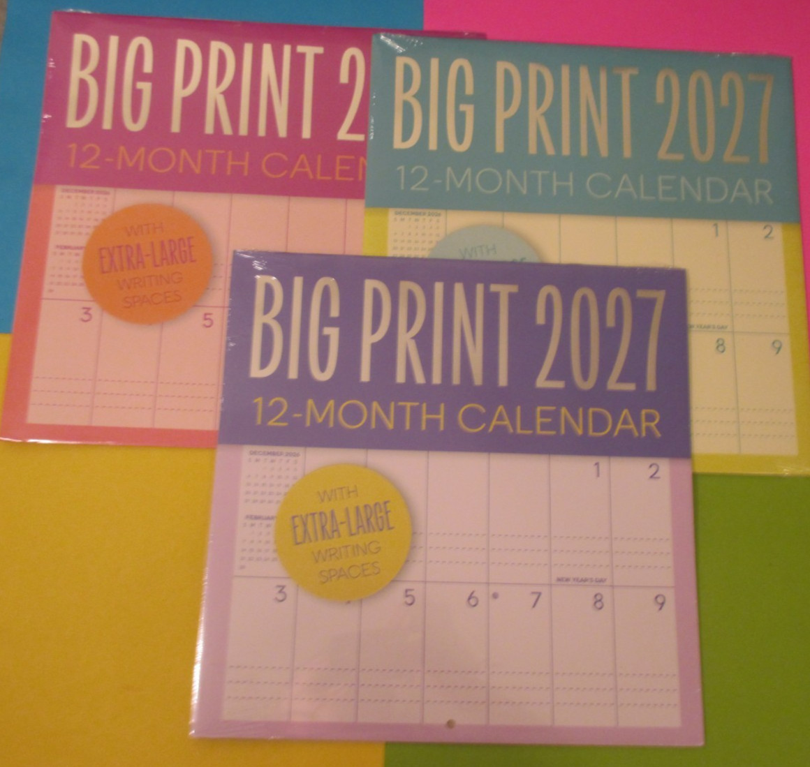 2027 LARGE BIG PRINT WALL MONTHLY CALENDAR OFFICE – XL ROOM To WRITE 12X24 BLUE